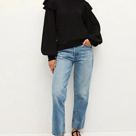 Marie Oliver Remi Popover Black Ruffled Sweater Women’s size small - Picture 7 of 9